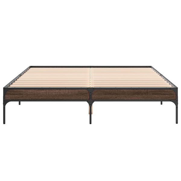 vidaXL Bettgestell Braun Eichen-Optik 140x200 cm Holzwerkstoff Metall
