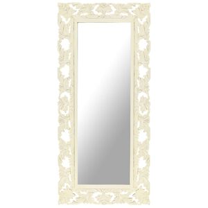 vidaXL Spiegel Handgeschnitzt Wei&szlig; 110x50 cm Massivholz Mango