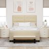 vidaXL Boxspringbett mit Matratze Creme 160 x 200 cm Stoff