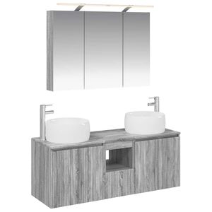 vidaXL Badezimmerschrank-Set 4 stk. Grau Sonoma Holzwerkstoff