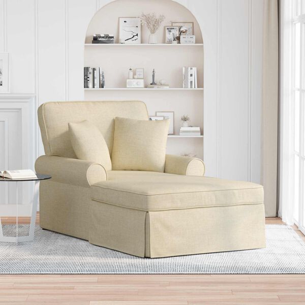 vidaXL Chaise Lounge mit Rock mit Kissen Creme 91 x 157 x 91 cm Stoff