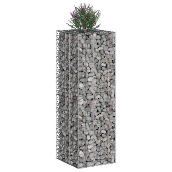 vidaXL Gabionen Hochbeet Silber 50 x 50 x 150 cm Verzinkter Stahl