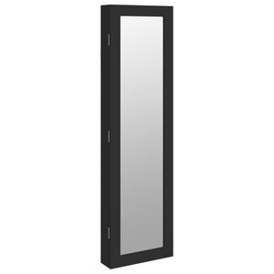 vidaXL Schmuckschrank mit Spiegel Wandmontage Schwarz 30x8,5x106 cm