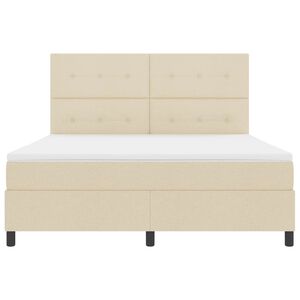 vidaXL Boxspringbett mit LED-Lichtleisten Creme 180 x 200 cm Stoff