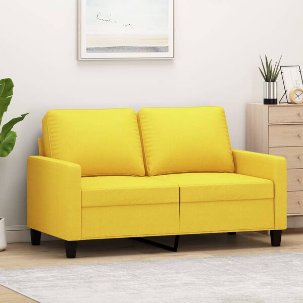 vidaXL 2-Sitzer-Sofa Hellgelb 120 cm Stoff