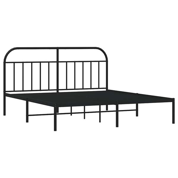 vidaXL Bettgestell mit Kopfteil Metall Schwarz 180x200 cm