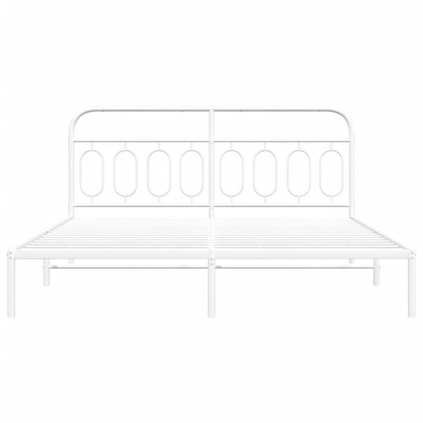 vidaXL Bettgestell mit Kopfteil Metall Wei&szlig; 160x200 cm