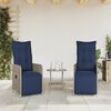 vidaXL Gartenstühle Verstellbar 2 Stk. mit Tisch Grau Poly Rattan