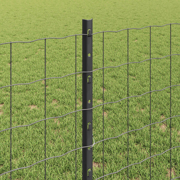 vidaXL Zaun mit Pfosten Grau 0,8 x 10 m Stahl