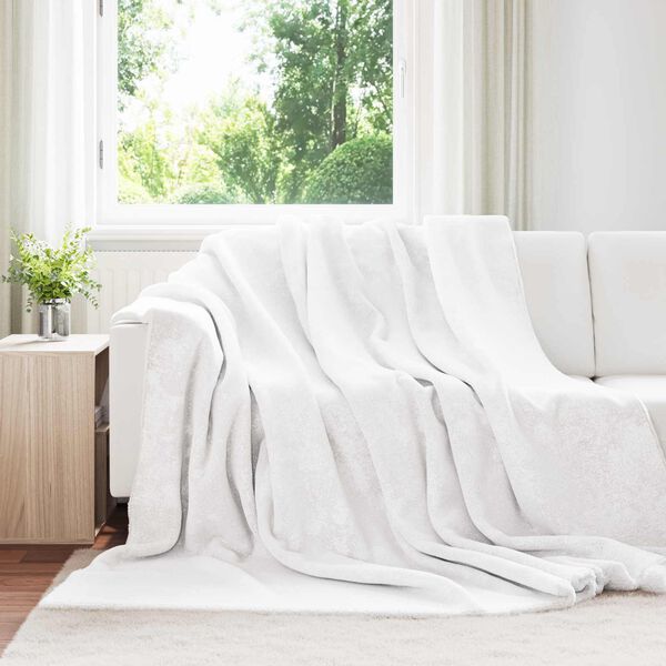 vidaXL &Uuml;berwurfdecke Wei&szlig; 220 x 240 cm Fleece