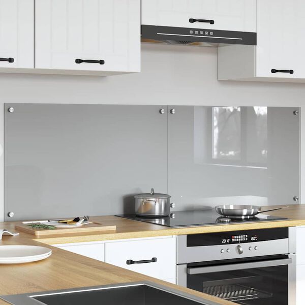 vidaXL K&uuml;chenr&uuml;ckwand 2 pcs Hellgrau 80 x 50 cm Geh&auml;rtetes Glas