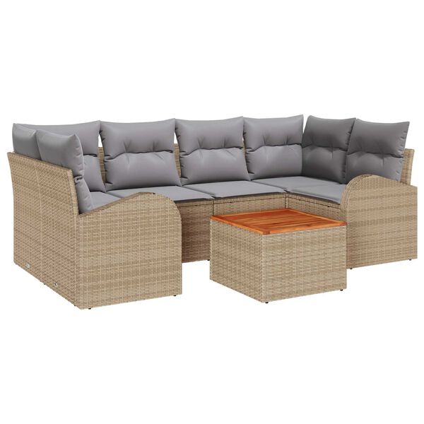 vidaXL Garten-Sofa-Set 7 pcs Beige Poly Rattan