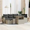 vidaXL Garten-Sofa-Set mit Kissen 7 pcs Hellgrau Poly Rattan