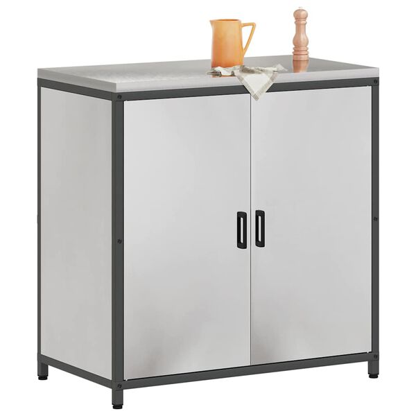 vidaXL K&uuml;chenaufbewahrung mit Regal Silber 60 x 50 x 92 cm Stahl