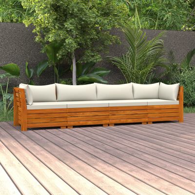 vidaXL 4-Sitzer-Gartensofa mit Kissen Massivholz Akazie