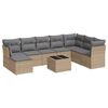 vidaXL 9-tlg. Garten-Sofagarnitur mit Kissen Beige Poly Rattan