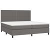 vidaXL Boxspringbett mit Matratze & LED Grau 200x200 cm Kunstleder