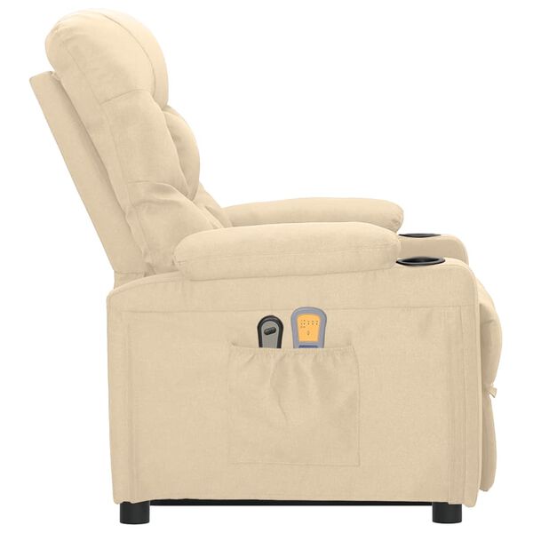 vidaXL Massagesessel mit Aufstehhilfe Creme Stoff