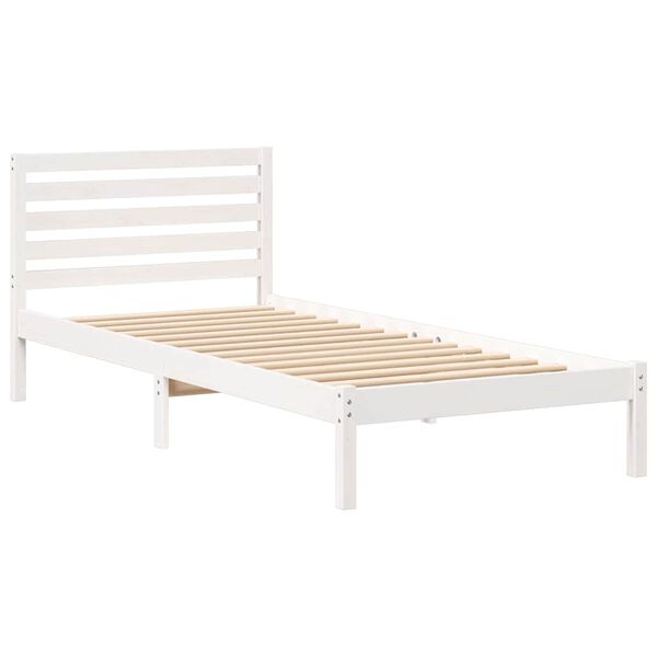 vidaXL Bettrahmen mit Kopfteil Wei&szlig; 80 x 220 cm Massives Kiefernholz