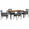 vidaXL Garten Essgruppe 5 pcs Schwarz Poly-Rattan
