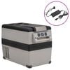 vidaXL K&uuml;hlbox mit Griff und Adapter Schwarz und Grau 35 L PP & PE