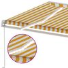 vidaXL Markise Manuell Einziehbar mit LED 400x300 cm Gelb Wei&szlig;