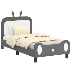 vidaXL Kinderbettgestell mit Kopfteil Hellgrau 80 x 160 cm PU