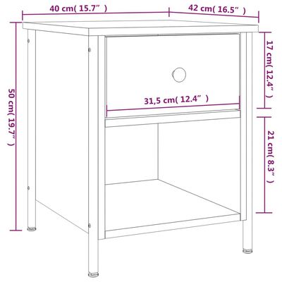 vidaXL Nachttische 2 Stk. Sonoma-Eiche 40x42x50 cm Holzwerkstoff