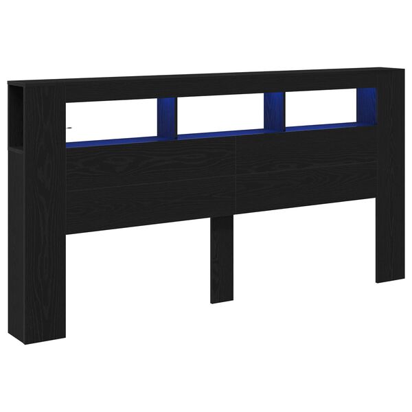 vidaXL LED Kopfteil Schwarz Eichen-Optik 200 x 18,5 x 103,5 cm