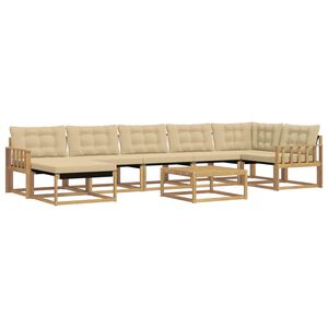 vidaXL Outdoor-Sofagarnitur 8 stk. Wei&szlig; und Beige Massivholz Akazie