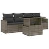 vidaXL 5-tlg. Garten-Sofagarnitur mit Kissen Grau Poly Rattan
