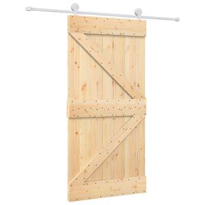 vidaXL Schiebet&uuml;r Nat&uuml;rlich und Wei&szlig; 100 x 210 cm Massives Kiefernholz