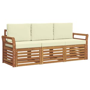 vidaXL Sofagarnituren 3 stk. Natur und Creme Massivholz Akazie