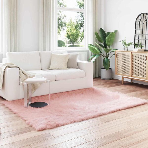 vidaXL Kunstschaffell Teppich Tafalla Rosa 140 x 200 cm Polyester