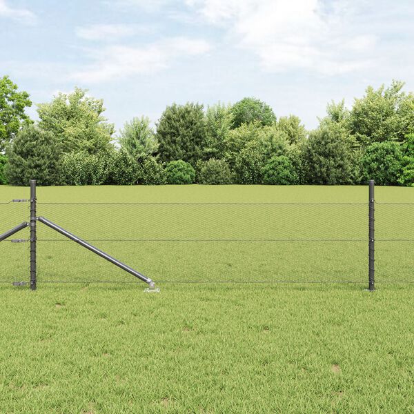 vidaXL Zaunpfosten Grau 25 x 0,4 m (13 mm Maschen) Stahl und PVC