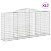 vidaXL Gabionen mit Hochbogen 17 Stk 300x50x140/160cm Verzinktes Eisen