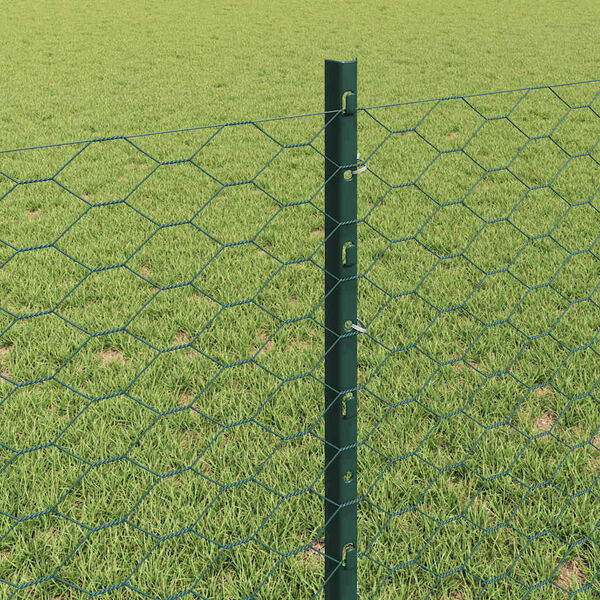vidaXL Zaun mit Pfosten Gr&uuml;n 0,8 x 10 m Stahl und PVC