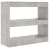 vidaXL B&uuml;cherregal/Raumteiler Betongrau 80x30x72 cm
