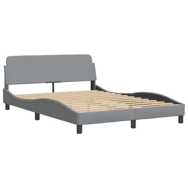 vidaXL Bett mit Matratze "Hvar" Hellgrau 140x200 cm Stoff
