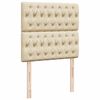 vidaXL Boxspringbett mit Matratze Creme 90x200 cm Stoff