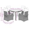 vidaXL 5-tlg. Garten-Essgruppe mit Kissen Grau Poly Rattan