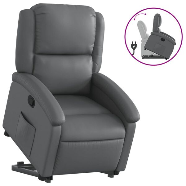 vidaXL Relaxsessel mit Aufstehhilfe Grau Kunstleder