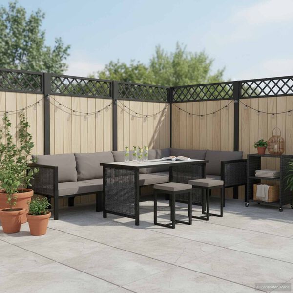 vidaXL 9-tlg. Garten-Lounge-Set mit Auflagen Poly Rattan Anthrazit