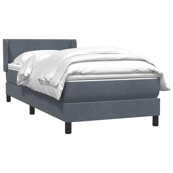 vidaXL Boxspringbett mit Matratze Dunkelgrau 90x220 cm Samt