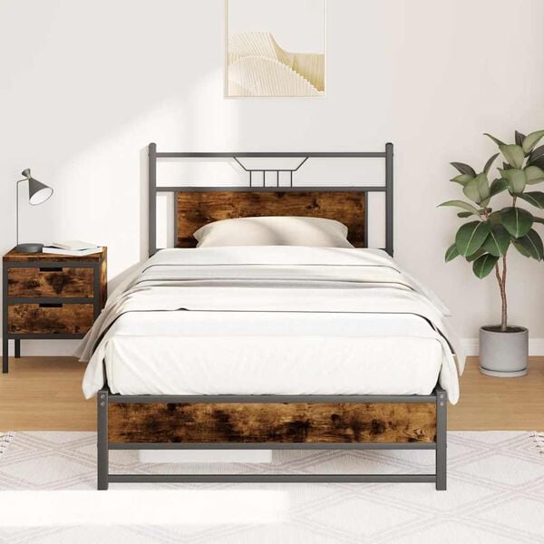vidaXL Bettgestell ohne Matratze R&auml;uchereiche 100x190 cm Holzwerkstoff