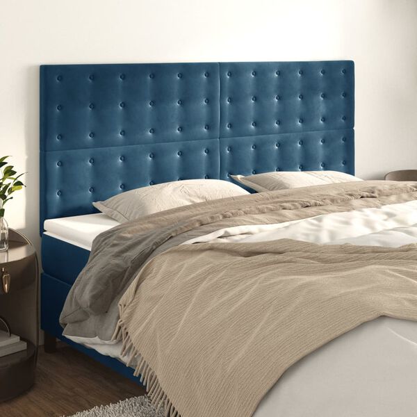 vidaXL Kopfteil Dunkelblau 180x5x118/128 cm Samt
