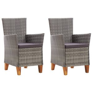 vidaXL Gartenst&uuml;hle 2 Stk. mit Auflagen Poly Rattan Grau