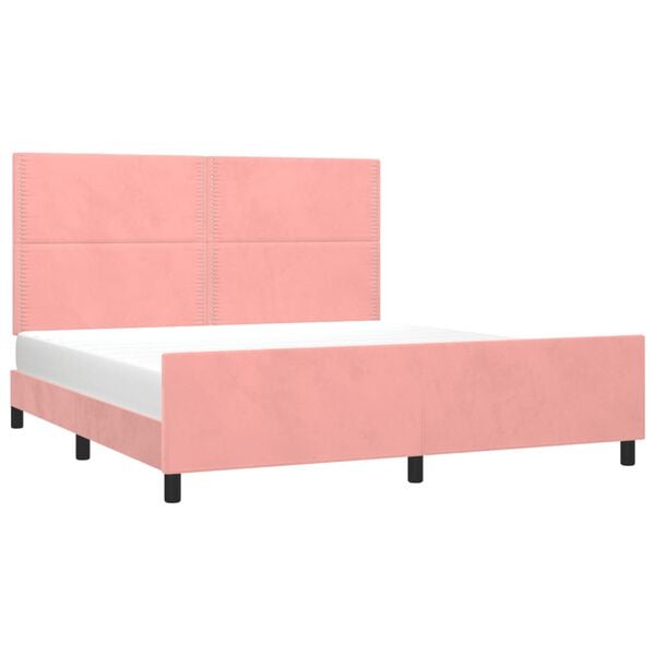 vidaXL Bettgestell mit Kopfteil Rosa 160x200 cm Samt