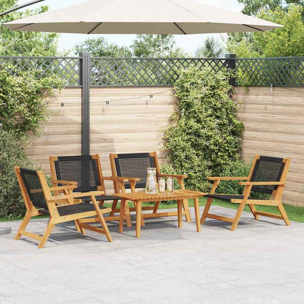 vidaXL Gartenstühle mit Tisch 5 pcs Schwarz 90 x 45 x 40 cm