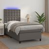 vidaXL Boxspringbett mit Matratze & LED Grau 90x200 cm Kunstleder
